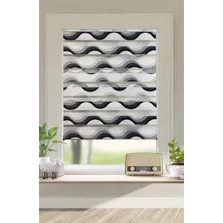 Doppelrollo OTTO HOME "Welle" Gr. 1, grau, B:40cm H:130cm, Polyester, Rollos, Doppelrollo, Fixmaß, Klemmfix-Duo-Rollo, Rollo "Welle", für Fenster