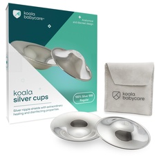 Koala Babycare Silberhütchen - 2 Stück - Standardgröße 999er Silber- Der Brustwarzenschutz, beruhigt und schützt empfindliche und schmerzende Brustwarzen - Zertifiziertes Medizinprodukt