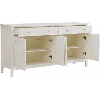okwish Sideboard mit 2 Schubladen 4 Türen Küche 160x40x82cm Weiß