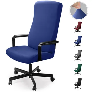 Bürostuhl bezug Bürostuhlabdeckung Stuhlhussen Drehstuhl Bezug Moderne Stuhlüberzug Sessel Cover Elastische Waschbar Stuhlhussen Set für die Bürostuhl Computer Schreibtischstuhl(No Stuhl)(Blau,L)