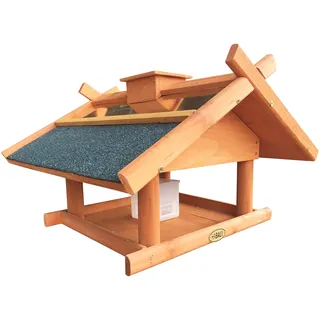 HABAU Vogelhaus Helgoland aus Holz - Futterhaus mit Silo und Ständer