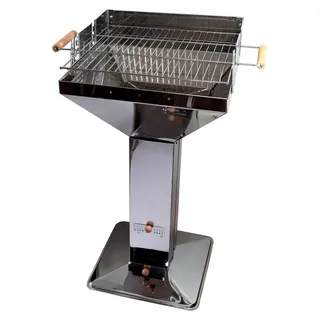 Holzkohlegrill Kingsale, Säulengrill aus Edelstahl, Gartengrill, Trichtergrill, Silber - Silber