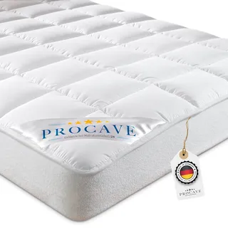 PROCAVE Micro-Comfort Matratzen-Bett-Schoner weiß 200x200 cm mit Spannumrandung | Höhe bis 30cm | Auch für Boxspring-Betten und Wasser-Betten geeignet | Microfaser | 100% Polyester | Matratzen-Auflage