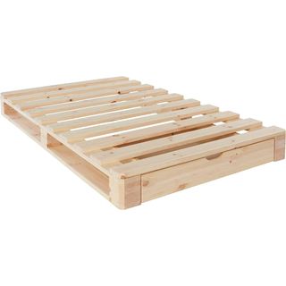 Palettenbett OTTO HOME "ALASCO " Mit Schublade", beige (natur), B:120cm H:18cm L:200cm, Betten, Palettenbett, zertifiziertes Massivholz, erweiterbar zum Doppel- oder Familienbett