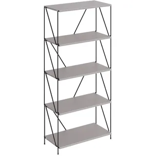 Vicco Bücherregal Ravix Greige/Schwarz 60 x 134.5 cm , Greige, Schwarz , Holzwerkstoff , Rechteckig , 60x134.5x30 cm , Büromöbel, Büroregale, Aktenregale