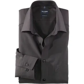 Businesshemd OLYMP "Luxor modern fit", Herren, Gr. 40, N-Gr, grau (anthrazit), Web, Obermaterial: 100% Baumwolle, Hemden Businesshemd, Topseller