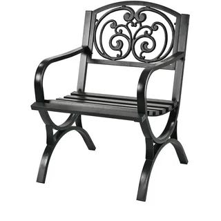 Relaxdays Gartenstuhl, mit Armlehnen, extra breit, Metall, Gartensessel antik, Vintage, HBT: 85,5 x 60 x 56 cm, schwarz