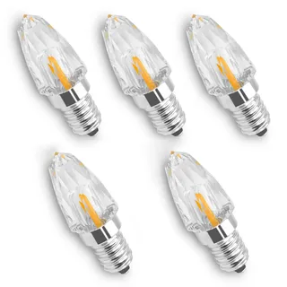 ZHENMING E14 LED Warmweiss 2W Kerze LED Klassische Dekorative Lampe Im Kristallstil aus Glas, Ersetzt 20W Warmweiß 3000K Nicht Dimmbar Birne E14, 5er Pack