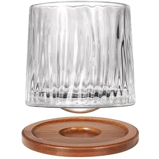 Uten Drehbare Trinkgläser Wassergläser, Whisky Gläser 275 ml/ 10 oz, Bambus Untersetzer, als Cocktailbecher, Kaffeetasse, zum Entspannen, Geschenkidee, 1 pcs, Stehaufmännchen Gläser