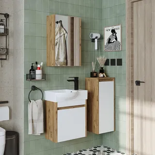 Badmöbelset - LEO - Unterschrank mit Waschbecken - Badezimmer Möbel - Gäste WC