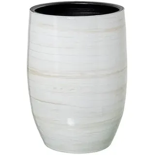 DRW Runde Keramikvase, Weiß, Beige, Glanz, 50 x 36 x 36 cm
