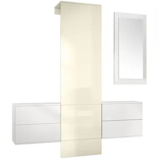 Vladon Garderobe Carlton Paneel in Creme Hochglanz , Holzwerkstoff , 157x193x35 cm , Garderobe, Garderoben-Sets & Garderoben-Serien, Garderoben-Sets