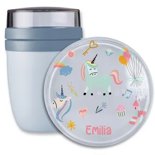 Shirtracer Mepal Müslibecher personalisiert Einhorn Märchenwelt | Hellblau, 300 ml, Schulanfang, Schultüte, Erstklässler, Fabelwesen, Fantasy, to go, Kindergarten, Schule, spülmaschinenfest