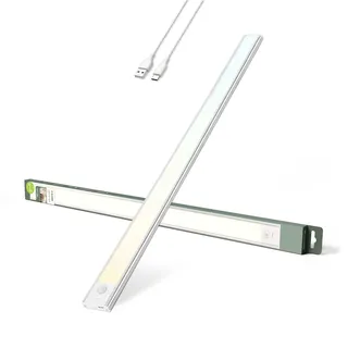 Brendz Unterbauleuchte Küche LED, LED Leiste Küche, 60cm, USB-C Wiederaufladbar, 4400mAh, 3 Farbtemperaturen, Dimmbar, Magnetisch, Küchenunterbauleuchte, Küchenbeleuchtung, Puyo Silber