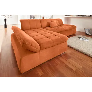 DOMO collection Ecksofa »NMoric XXL, B/T/H: 300/172/80cm, Revamierenabschluss L-Form«, wahlweise mit Bettfunktion und Armlehnverstel,lung orange