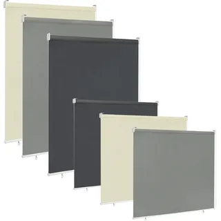 LILIIN 140x240cm Außenrollo Screen Rollo Wetterfest Senkrechtmarkise Balkonrollo Sichtschutz Outdoorrollo Sonnenschutz & UV Schutz, mit Reflektierende Thermofunktion für Fenster & Türen, Grau