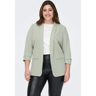 Kurzblazer ONLY CARMAKOMA "CARELLY 3/4 LIFE BLAZER WVN", Damen, Gr. 42, desert sage, Web, Obermaterial: 95% Polyester, 5% Elasthan, unifarben, regular fit, V-Ausschnitt, Blazer Kurzblazer