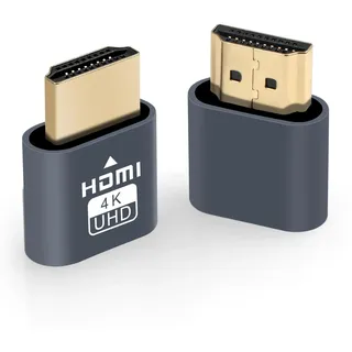 AXFEE Dummy Plug Headless Ghost Display, Emulator Premium Aluminum, Plug-and-Play, Kompatibel mit PC HDMI Spielkonsolen(Fit Headless-1920x1080 New 4RD@60Hz) (2K-2P)-Grau