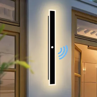 ANKBOY Außenwandleuchten mit Bewegungsmelder, LED Wandleuchte Aussen Wasserdicht IP65 Villa Wandlampe Lange, Anthrazit Metall Modern Aussenlampe Naturweiß 4500K für Gärten Garage (60cm)