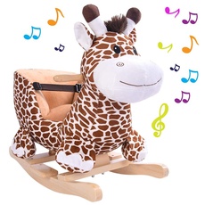 Bakaji Giraffe Reitschaukel Plüsch mit Sitz Spielzeug für Kinder mit Sound-Effekten, Griffen und Sicherheitsgurt