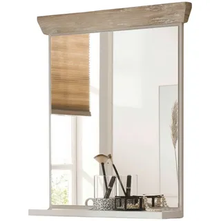 Furn.Design Badspiegel Pinie weiß, Oslo Pinie Landhaus, Badspiegel mit Ablage, 60 x 72 cm , Holzwerkstoff , Uni , 60x72x15 cm , FSC 100% , Spiegel, Wandspiegel