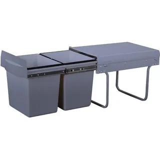 Einbau Abfalleimer, 36L (2x18L), Ausziehbar, 2 Fächer, Teleskopschienen, Edelstahlrahmen, Küchenmülltrennung, 34x51x38,5 cm