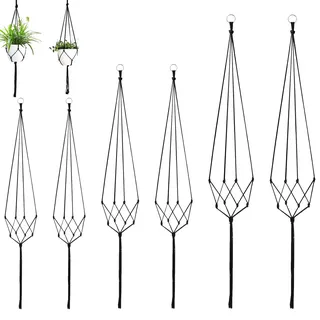 ZFRITP 6 Stück Blumenampel Hängend Innen,Makramee Blumenampel,Baumwollseil Hängeampel Blumentopf Robust Makramee Pflanzenhalter Blumenampe Für Innen Außen Decken Balkone Wanddekoration