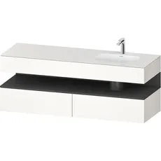 Duravit Qatego Einbauwaschtisch mit Konsolenwaschtischunterbau, 1600x550x600mm, Nische Graphit Matt, Becken rechts, QA4796049, Farbe: Weiß Hochglanz/mit Nischenbeleuchtung