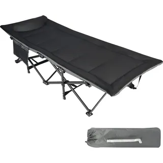 REDCAMP XXL Feldbett mit Matratze für Erwachsene 227 kg, Extra Breite Robust klappbett Campingbett Gästebett klappbar, Betten für Outdoor Camping Reisen Büro Indoor, Schwarz