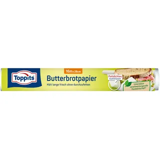 Toppits Butterbrotpapier, fettdichtes Qualitätspapier; 1 x 16 Meter, Weiß