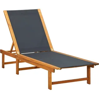 vidaXL Sonnenliege mit Tisch Massivholz Akazie und Textilene - Braun