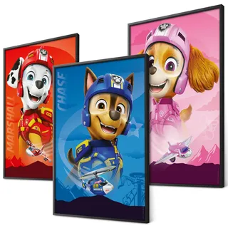 canvea x PAW Patrol Air Rescue 3er Poster Set Vorbilder Kinderzimmer Bilder Chase Deko Kinder Geschenkidee (3 x DIN A4)