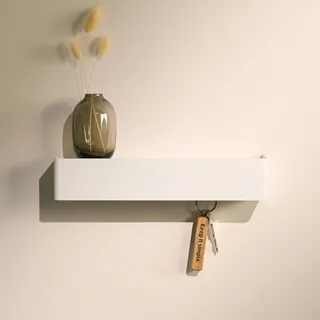 Designfabrik Hamburg Schlüsselbrett | Weiß | mit Ablage, Wandmontage | Moderne Schlüsselaufbewahrung mit Ablage | Schlüsselhalter aus Metall | Minimalistisches Design für Flur & Eingang