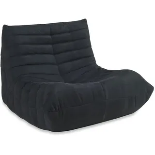 [en.casa] Bodensessel Kodsø Mikrofaser 90 x 75 x 100 cm Schwarz mit Hocker