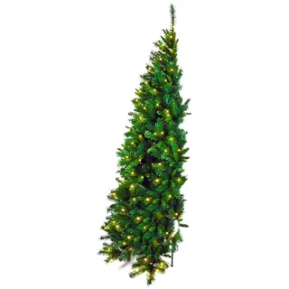 Halber Künstlicher Weihnachtsbaum Narnie 180cm mit SMART LED Beleuchtung, Tannenbaum Christbaum Kunstbaum Dekobaum mit Metallständer