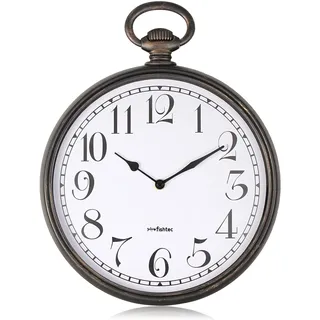 FISHTEC Design-Wanduhr – Taschenuhr Vintage – leicht ablesbar mit großen Ziffern – geeignet für Küche, Büro, Wohnzimmer 30 cm – Schwarz & Kupfer