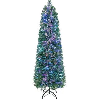 COSTWAY 150 cm Künstlicher Weihnachtsbaum mit Beleuchtung, Tannenbaum in Glasfaseroptik, Christbaum mit 361 Zweigspitzen & klappbarem Metallständer, Kunstbaum Weihnachten für Zuhause, Büro - Grün