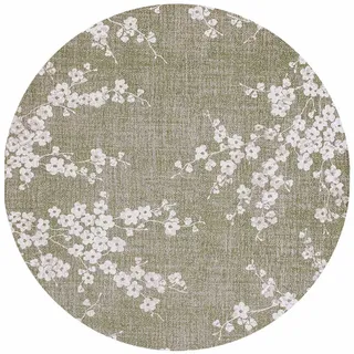 Louis De Poortere Teppich Wet Garden Sakura Sakura 240/240 cm , Grün , Textil , Floral, Baum/Pflanze/Natur , Rund , 240x240 cm , Oeko-Tex® Standard 100 , antistatisch, pflegeleicht, rutschfeste Unterfläche, für Fußbodenheizung geeignet, UV-beständig, waschbar , Teppiche und Böden, Teppiche
