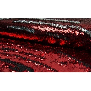 Zweifarbiges Meerjungfrau Fisch Skala Pailletten Stoff Rot Silber - Rot Silber, 1Mtr - 140cm x 100cm