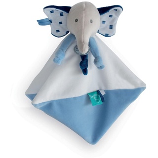 Baby Nat Flaches Kuscheltier Edgar der Elefant für Babys, Jungen und Mädchen, Geschenkidee zur Geburt, Plüsch, Blau, Taschentuch, Set zur Geburt, weich und hochwertig – BN0512