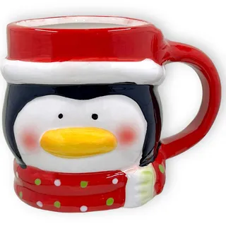 MIK funshopping Weihnachtstasse | Hochwertige Keramik-Tasse mit weihnachtlichem Design | Ideal für Heiß- & Kaltgetränke | Pinguin 350ml