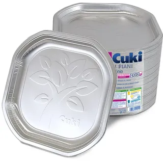 Cuki Flache Teller, aus Aluminium mit Motiv Baum, Größe 20,3 x 20,3 cm, 1 Packung mit 100 Stück - 980 g