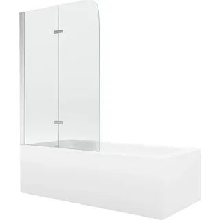 Mexen Cubik rechteckige Badewanne 150 x 70 cm mit Verkleidung und 2-flügeligem 80 cm Paravent, transparent, Chrom - 550315070X9?