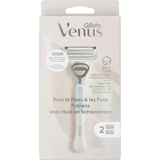 Gillette Venus Für Haut und Schamhaare, Damenrasierer mit 2 scharfen Klingen und einer Schutzstange, schützt den empfindlichen Bereich des Trikots vor dem Feuer des Rasierers
