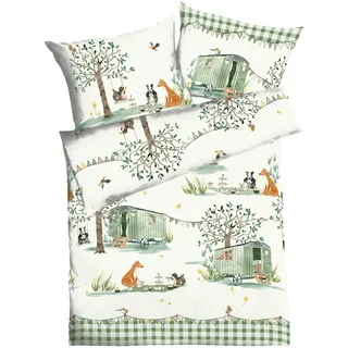 KAEPPEL Picknick Tiere Baumwolle Mint 135 x 200 cm + 2 x 80 x 80 cm