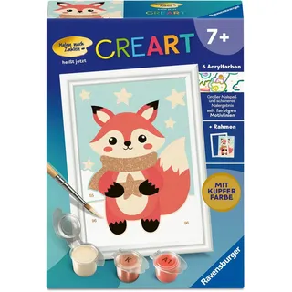 Ravensburger CreArt 12023171 - Sternen-Fuchs - Malen nach Zahlen für Kinder ab 7 Jahre, Malset mit Rahmen, Pinsel und Acrylfarben, Geschenk für Mädchen und Jungen