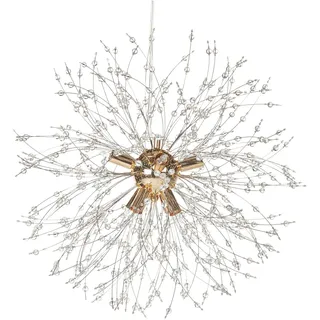 BELIANI Hängeleuchte Gold und Transparent Metall Löwenzahlform 8-Flammig Kristall-Optik Kugelform Pendellampe Modern Schlaf- u. Wohnzimmer Ausstattung - Gold, Transparent