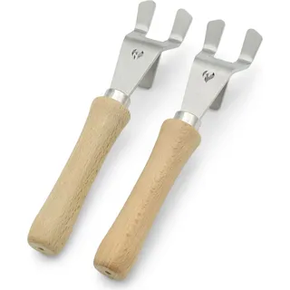 Universal-Griffe | Grillrostheber aus Edelstahl | abnehmbar - robust für alle Grillroste (Stäbe von links nach rechts)