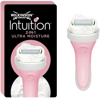 Wilkinson Sword Intuition 2-in-1 Ultra Moisture Rasierer für die Damenrasur, Hauch von Sheabutter, 1 wiederverwendbarer Rasierer und 1 Refill-Klinge