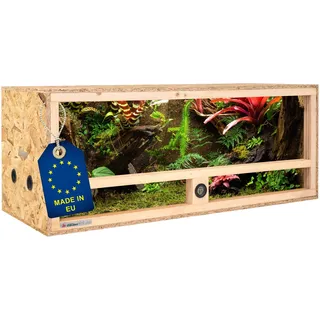 ITA Holz Terrarium 100x40x40 cm mit Seitenbelüftung & Integriertem Hygrometer - Holzterrarium aus OSB-3 Platten - Terrarien für Reptilien, Schlangen, Amphibien - EU Produkt, FSC Zertifiziert